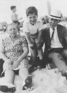 Hyman and Celia Nevins with their grandson (and my father) Michael at Coney Island, circa 1941.